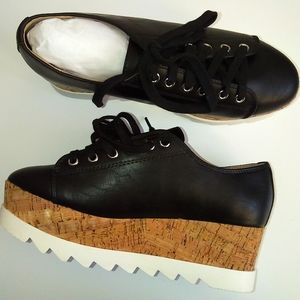 NIB Soda Black Wedge Shoes